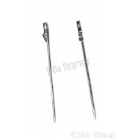 Punjabi Designed Needle Hair Salai ਸਲਾਈ / Salaee Baaj ਬਾਜ Stainless Steel Hair Sword Clip Khanda Clip