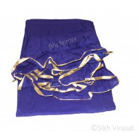 Chandoa Sahib Canopy Cotton Double Layer with Tying Strings Golden Lace Border Wavy Folds Color Royal Blue 4.5 X 4 Feet Chandoa Sahib 