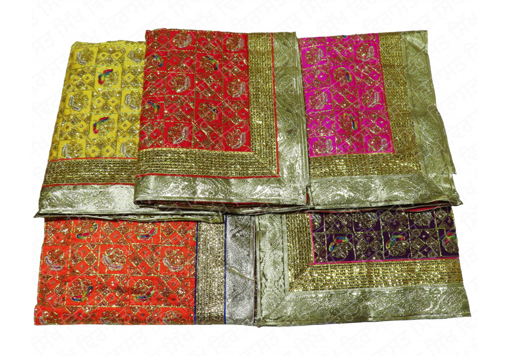 Rumala Sahib Double Designer Pattern Multicolor Golden Border Rumala Sahib Double Designer Pattern Multicolor Golden Border
