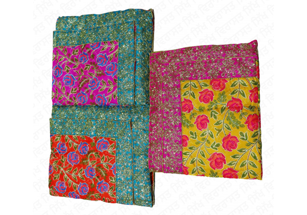 Rumala Sahib Double Designer Flower Pattern Multicolor Double Border Rumala Sahib Double Designer Flower Pattern Multicolor Double Border