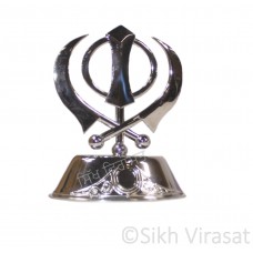 Khanda Gurbani Decoration Accessories Khanda Steel Model Color Silver Medium Size 7.5 Inches  