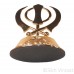 Khanda Gurbani Decoration Accessories Khanda Steel Model Color Golden Medium Size 8 Inches  