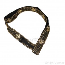Gatra Or Gaatra Designer Golden Embroidery Khanda Pattern Adjustable Steel Buckle Width 1.5 Inch Color Black