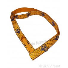 Gatra Or Gaatra Designer Embroidery Khanda Pattern Adjustable Steel Buckle Width 1.5 Inch Color Yellow 