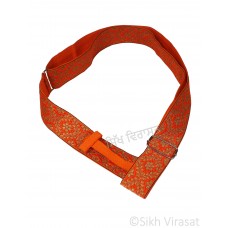 Gatra Or Gaatra Designer Floral Diamond Shape Pattern Adjustable Steel Buckle Width 2 Inch Color Kesri (Saffron) 