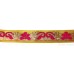 Gatra Or Gaatra Designer Pink and Golden Floral Lace Pattern Adjustable Steel Buckle Width 1.5 Inch Color Light Yellow 
