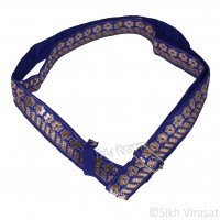 Gatra Or Gaatra Designer Floral and lined Multi Pattern Adjustable Steel Buckle Tich Button Width 1.5 Inch Color Royal Blue 