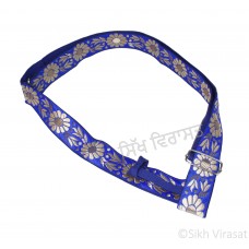 Gatra Or Gaatra Designer Floral Pattern Adjustable Steel Buckle Width 1.5 Inch Color Royal Blue 