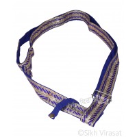 Gatra Or Gaatra Designer Golden lined Pattern Adjustable Steel Buckle Tich Button Width 1.5 Inch Color Royal Blue 