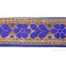 Gatra Or Gaatra Designer Golden Floral and Heart Pattern Adjustable Steel Buckle Tich Button Width 1.5 Inch Color Royal Blue 