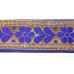 Gatra Or Gaatra Designer Golden Floral and Heart Pattern Adjustable Steel Buckle Tich Button Width 1.5 Inch Color Royal Blue 