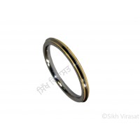 Kara Or Kada Stainless-Steel with Brass (Punjabi: Pittal) Wired sides Color Silver Size-6.4 cm to 7.5 cm
