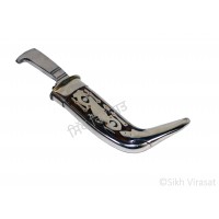 Kirpan Or Kirpaan Taksali Stainless-Steel & wood engraved Multi-pattern cover With Iron (Punjabi: Sarabloh) Blade - Small Size 6 - 9 Inch