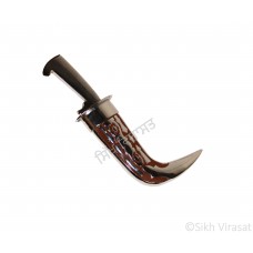 Kirpan Or Kirpaan Stainless-steel with brown color and steel symbol engravings -Taksali style -Small Size 6 Inch