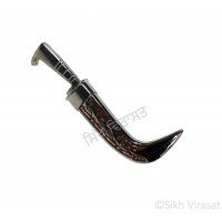 Kirpan Or Kirpaan Taksali Stainless-Steel engraved Multi-pattern Brown cover With Steel Blade - Small Size 6 - 8 Inch 