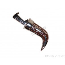 Kirpan Or Kirpaan Stainless-steel with brown color and steel symbol engravings -Taksali style -Air Travel -Small Size 4 Inch