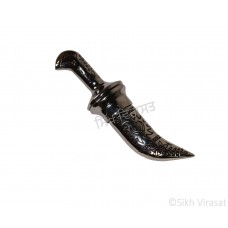 Kirpan Or Kirpaan Stainless-steel with brown color and steel symbol floral & Khanda engravings - Air Travel -Small Size 4 Inch