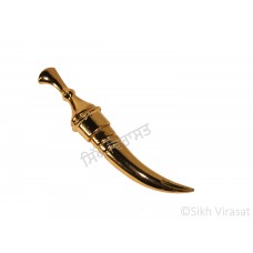 Kirpan Or Kirpaan Stainless-steel Chilli (Punjabi: Mirch) Shaped Style -Air Travel -Small Color Golden Size 4 Inch