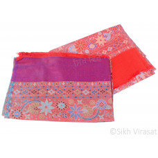 Red & Purple Flower Design Pashmina Semi Silk with Solid Border Shawl /Stole