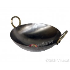 Karahi Or Kadai (Punjabi: ਕੜਾਹੀ) Frying Pan Iron (Punjabi: Sarabloh) Round Base - Diameter 10 Inch