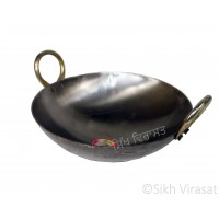 Karahi Or Kadai (Punjabi: ਕੜਾਹੀ) Frying Pan Iron (Punjabi: Sarabloh) Round Base - Diameter 13.5 Inch