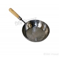 Frying Pan Iron (Punjabi: Sarabloh) Wooden Handle Size - Diameter 8.5 Inch