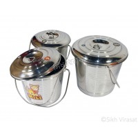 Balti (Punjabi: ਬਾਲਟੀ) Bucket Stainless-steel Color Silver Capacity 4, 4.8, 6.8 liters Size Number: 0, 1 & 2 