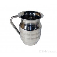 Jug (Punjabi: ਜੱਗ) Stainless-steel Simple Style Color Silver Size 7 Inch Capacity 2 ltr (approx) 