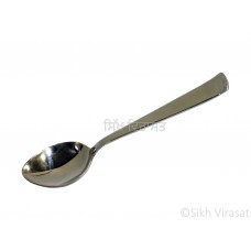 Spoon; Dessert Spoon (Punjabi: ਚਮਚਾ) Stainless-steel Smooth Design Color Silver Size 7.3 Inch 