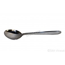 Spoon; Dessert Spoon (Punjabi: ਚਮਚਾ) Stainless-steel Curved Smooth Handle Color Silver Size 7.1 Inch 
