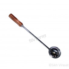 Ladle or Karchi or Kadchi (Punjabi: ਕੜਛੀ) Stainless Steel with Wooden Handle Color Silver Size 19.5 & 18.8 Inch