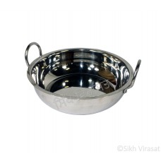 Karahi or Kadahi Stainless-Steel Pan Color – Silver Size Diameter – 10 & 11 Inches 