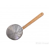 Skimmer or Poni (Punjabi: ਪੋਣੀ) Stainless-steel with Wooden Handle Color Silver & Brown Size – 20 Inch 