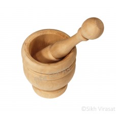Mortar & Pestle Set or (Punjabi : kunda Danda ) set Wooden Color – Cream