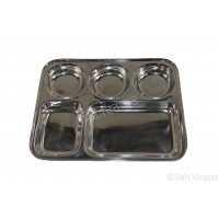 Steel Thali / Thaali / Langar Plate partition or compartments Large Size 13.2 inches