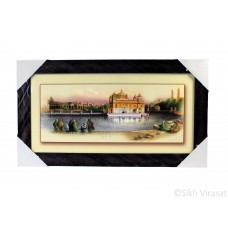 Golden Temple or Harmandir Sahib or Darbar Sahib in 1833 Colored Photo, Wooden Frame with Attractive pattern, Size – 10x20