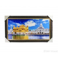 Golden Temple or Darbar Sahib or Harmandir Sahib Colored Photo, Wooden Frame with attractive pattern, Size – 16x30