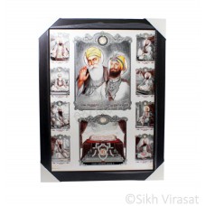 Ten Gurus or Das Guru Sahiban & Shri Guru Granth Sahib Ji Photo, Wooden Frame with matte finish, Size – 17x23