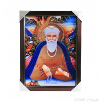 Shri Guru Nanak Dev Ji Nanaksar Colored Photo with Pehli Pauri da Path, Wooden Frame with matte finish and golden lining, Size – 17x23