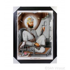 Shri Guru Gobind Singh Ji Colored Photo, Wooden Frame with attractive matte finish, Size – 17x23
