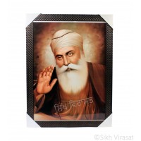 Shri Guru Nanak Dev Ji Sepia Photo, Wooden Frame with attractive pattern, Size – 17x23