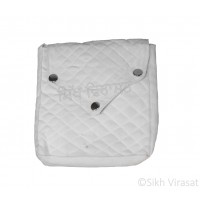 Khajana Or Gutka Sahib Bag with Adjustable Strap and 3 Tich Buttons Color- White