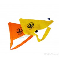 Nishan Sahib Or Printed Flag (Punjabi: Jhanda) Color Orange (Kesri) & Yellow Size 15 x 15 inch