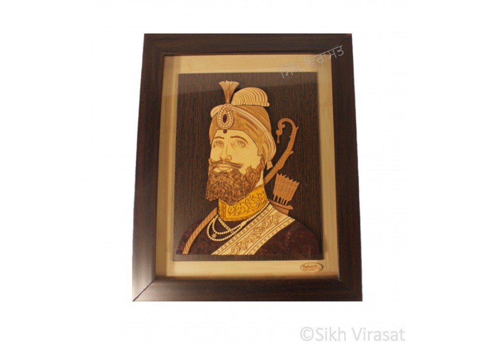 Guru Nanak Dev Ji & Guru Gobind Singh Ji Of Sikhism Brown Wooden Framed Photos 