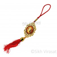 Car Hanging Guru Nanak Dev Ji Pattern Color Gold with Red Metal/Hanging for Car Decor