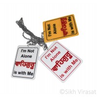 Sikh Punjabi Religious Acrylic Text Cut Out I’M Not Alone ਵਾਹਿਗੁਰੂ (Waheguru) Is With Me Car Hanging Car Accessories For Car Decor Gift Color Yellow White Red