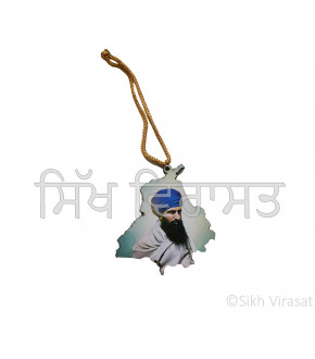 Sikh Punjabi Religious Wooden Punjab Map Cut Out Sant Jarnail Singh Ji Bhindrawale Photo Car Hanging 