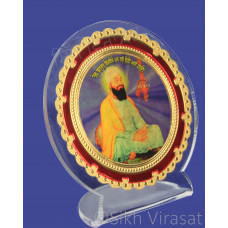 Shri Guru Teg Bahadar Ji Acrylic Round Model Color Transparent Statue-Home Room Office Car Dashboard Accessories Small Size 3 Inches  