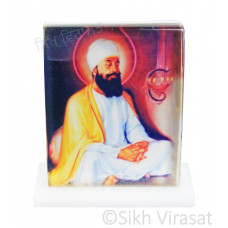 Shri Guru Teg Bahadar Ji Acrylic Rectangle Model Color Transparent Statue-Home Room Office Car Dashboard Accessories Small Size 2 Inches  