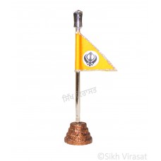 Nishan Sahib Khanda Flag Religious Punjabi: Sparkling Copper Base Handicraft Statue-Home Room Office Car Dashboard Decor Gift Item Dashboard Accessories Small 5 Inch 